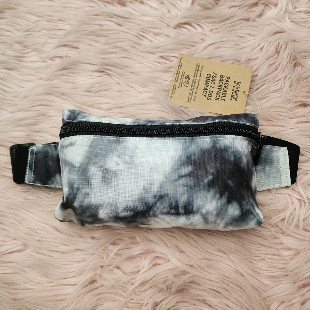 Victoria's Secret PINK tie dye packable drawstring backpack fanny pack